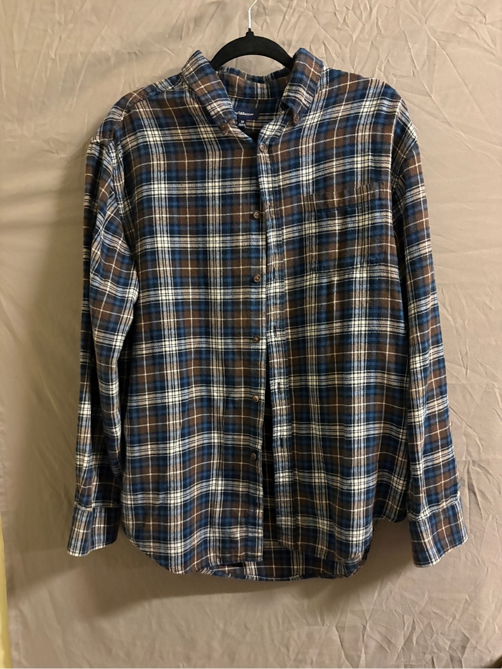 croft & barrow Brown and Blue Plaid Button-Down Shirt